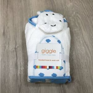 giggle Cloud Single Hooded Towel and Wash mitt Set